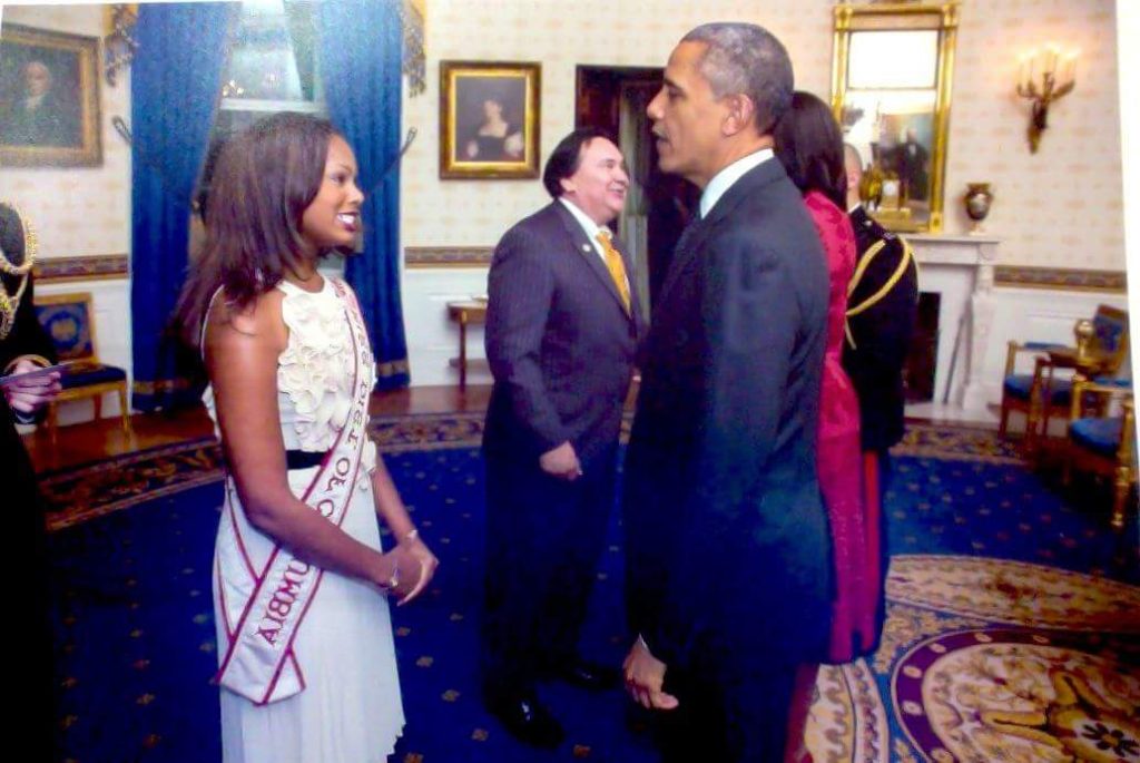 Meeting US President Barack Obama and First Lady Michelle Obama in January 2013 at the White House in Washington, DC. 